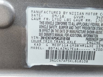 2019 Nissan Versa 1.6 S+