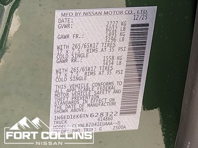 2026 Nissan Frontier SV